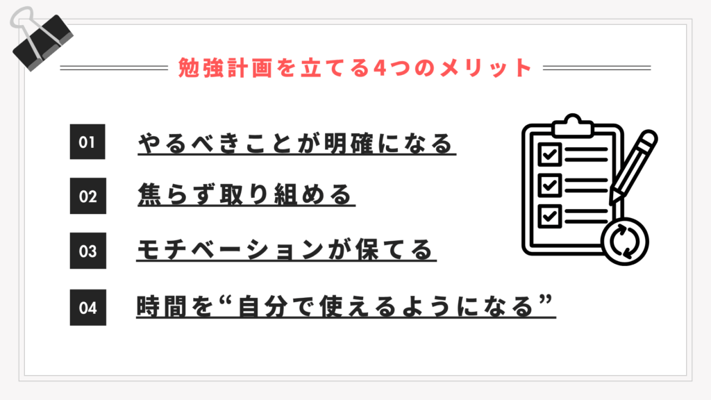 勉強計画を立てる4つのメリット